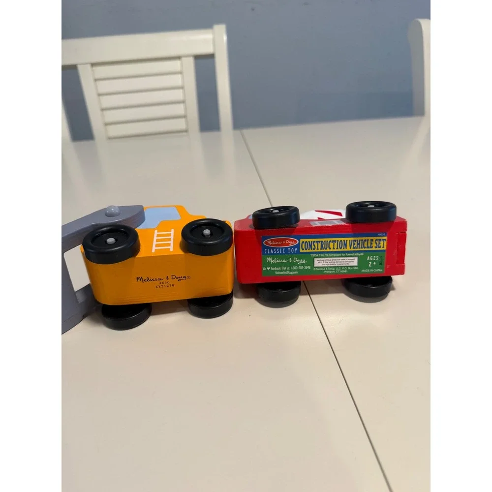 Melissa & Doug Wooden Construction Vehicle Set Front Loader Cement Mixer 656